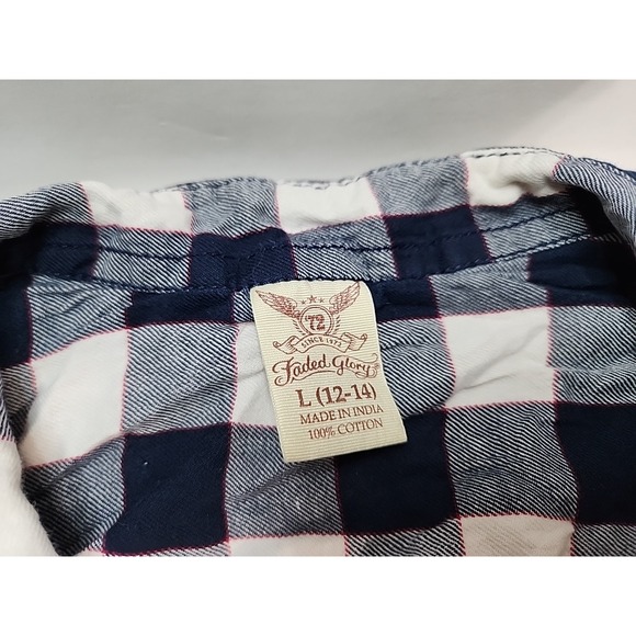 Faded Glory Shirt Womens Flannel Plaid Button Up Long‎ Sleeve Large 12 - 14 - Picture 2 of 8